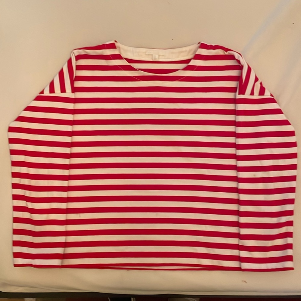 COS red and white striped shirt.